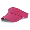 Running sun visor hat for women in rose red cotton twill with wide curved brim - One Size / Watermelon red