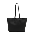 Bolso tote negro minimalista de cuero de gran capacidad para mujer para oficina y estudio - Negro