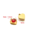 Golden heart-shaped charm with a vibrant red cubic zirconia stone for jewelry making - 6mm / Heart Gold Red