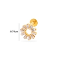 Gold titanium flower earring with clover zircon stud, 0.74cm diameter size view - 3# Square Gemstone Flower Style (Gold)