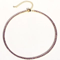 Lila Zirkonia-Tennis-Halskette mit goldener Basis und verstellbarem Karabinerverschluss - Gold-Violetter Zirkon