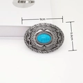 Detail view of a 9x6.6cm oval bohemian belt buckle with a large turquoise stone inlay - Retro Bronze Buckle (Oval Style C)