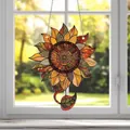 Acrylic sunflower suncatcher with colorful stained glass effect and hanging chains - Style 5