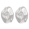 Chunky silver heart-shaped stainless steel earrings with irregular organic texture - Steel Color Abstract Oval (6239)