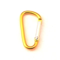 Golden D-shaped aluminum alloy carabiner clip with silver spring gate for outdoor keychains - Yellow