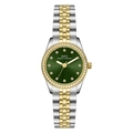 Women's quartz watch with green dial, two-tone steel bracelet and diamond-set bezel - Two-tone Green Dial