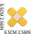 Detail of yellow band-aid shaped embroidered patch with size 6.5cm measurement - Crossed Adhesive Bandages (18号)