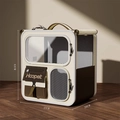 Beige and brown large capacity pet carrier backpack for cats and small dogs - Beige Brown (Without Trolley)