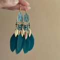Style Plume Style Ethnique Cyan Foncé