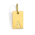 Rechthoekige 14K vergulde roestvrijstalen hanger met letter A en reliëf afwerking - Letter A Hanger Alleen (Zonder Ketting) / 1cm x 0.6cm / Goud