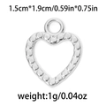 Silver 304 stainless steel heart pendant with dotted embossed texture, 1.5x1.9cm - TP0760-Silver-1.5x1.9cm