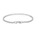 Elegant S925 sterling silver tennis bracelet with sparkling cubic zirconia stones - Machine-made Tennis Chain 2mm Thick Electroplated White Gold 16.5cm Long Approximately 3.86g.