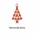 Christmas tree charm in red enamel and gold finish, sized 18mm x 32.5mm for DIY jewelry - 46# Christmas Tree