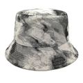 Detalle del sombrero de pescador tie-dye negro y blanco con textura de algodón resistente - M(56-58cm) / Negro