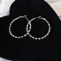 Faceted silver hoop earrings with a textured shimmering finish on a black heart pad - 98# Silver Earring Post - Silver