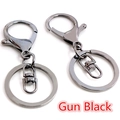7cm DIY keychain hardware featuring large lobster clasp and ring in gun black finish - Gunmetal