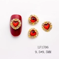 Detalle de adorno para uñas con rubí rojo en forma de corazón y cristales, 9,5x9,5mm - Estilo de Corazón Rojo (1706)