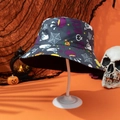 Detailed Halloween bucket hat with colorful pumpkin, ghost, and spider web patterns - M (56-58cm) / Ghost+Spider Web-4