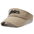 Khaki fabric sun visor hat with Andyou embroidery for outdoor running and sports - Adjustable / Dark Beige Letter Label