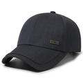 Men's baseball cap in navy blue fabric with mountain logo metal plate on the side - Adjustable / Navy Blue