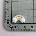 Mini regenboog wolk hars bedeltje van 2,2 cm op een schaalverdeling in centimeters - Roze Geel Blauw