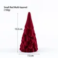 Mini red flocked ceramic Christmas tree desktop ornament, multi-layered design, 15.5cm height - Small Red Multi-layer (150g)