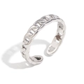 Anillo de cadena ajustable minimalista en acero inoxidable plateado con acabado pulido - Anillo Abierto de Cadena Estrecha (Color Acero) / Color Acero
