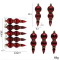 Set di 5 ornamenti natalizi bordeaux a punta con finiture opache e glitterate eleganti - Stile Zucca (5 pz/scatola)