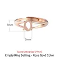 S925 sterling silver 5x7mm oval rose gold ring mount with adjustable open band - Stone Size 5*7mm / Rose Gold