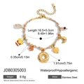 Buntes geflochtenes Kordelarmband mit vergoldeten Edelstahl-Donut-Anhängern und Perlen - Lustiges Essen Pommes