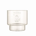Cute glass coffee cup featuring white cartoon bear print and Hello Bear text design - 380ml / Small Tapered Cup (Hello Bear)