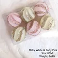 Boules de Noël de 8cm rose et crème avec texture ondulée et paillettes dorées - Blanc Lait & Rose Bébé