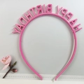 Pink Happy Birthday headband with 3D letters for party accessories on a white surface - HP-Colorful Rose Red