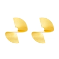 Modern gold irregular spiral earrings with textured pleated metal geometric design - KC Gold (5271)