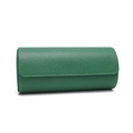 Cylindrical green PU leather watch storage box with premium textured finish - 3 Slots Litchi Cyan Blue