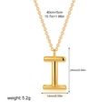 18K gold plated stainless steel letter I pendant necklace with size specifications - Letter I