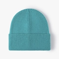 Lake blue thick ribbed knit beanie for men and women with a stylish wide fold cuff - One Size / Deep Lake Blue