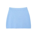 Conjunto de chaqueta de punto de manga corta y minifalda azul claro a contraste - S / Falda corta
