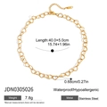 Detailed size and material info for gold 18K hollow heart stainless steel necklace - Heart Link Style (JDN0305026)