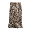 Macro shot of satin leopard print fabric texture and smooth hem of the midi skirt - XS / Yellow Leopard