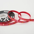 Red Christmas grosgrain ribbon with festive trees and bells on a black plastic spool - Christmas Tree / 10mm (3/8 inch) / Red