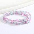 Detail of pink blue and white double layer seed bead waist chain for beach wear - 80cm / Pink Blue White