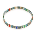 Bracelet Tila bohème avec perles plates colorées et détails en métal doré - Turquoise Rouge Vert Bleu Or