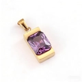 Detail of a minimalist gold stainless steel pendant with a rectangular purple gemstone - Gold Color + Purple (Single Pendant)