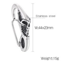 Gothic punk skull keychain clasp in cast stainless steel finish with 44x23mm dimension - Skull Style (KLJ8544-KJX)