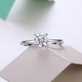 Classic 925 sterling silver four-prong moissanite ring with high-end polished finish - US Size 5 / Silver - 1 Carat Lab-Grown Diamond