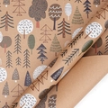 Vintage Christmas kraft paper with forest tree pattern for DIY gift wrapping - Pine Branch Holly