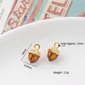 Amber-colored acorn pendant with gold metal cap and hanging loop for DIY jewelry - 15# Brown Nut/Acorn