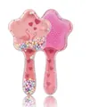 Pink star-shaped detangling hairbrush with cute flamingo print and colorful beads - Star Shape Flamingo Love