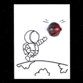 Pietra di cristallo di agata naturale rossa su carta creativa pianeta astronauta - Pietra del Sangue Africana